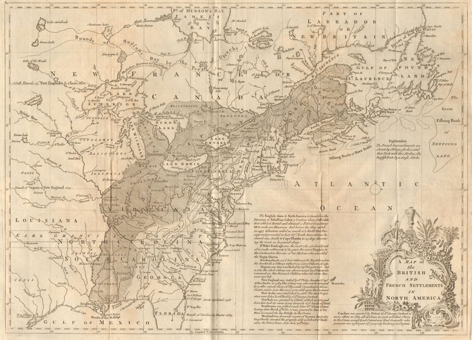 A map of the British and French Settlements in North America. LODGE 1755